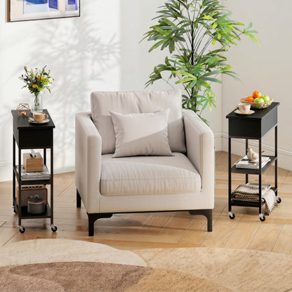 Lift Top End Table with Charging Station and Universal Wheels