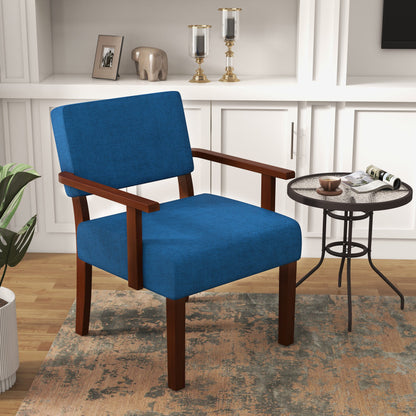 Wooden Frame Accent Chair Upholstered Living Room Chair