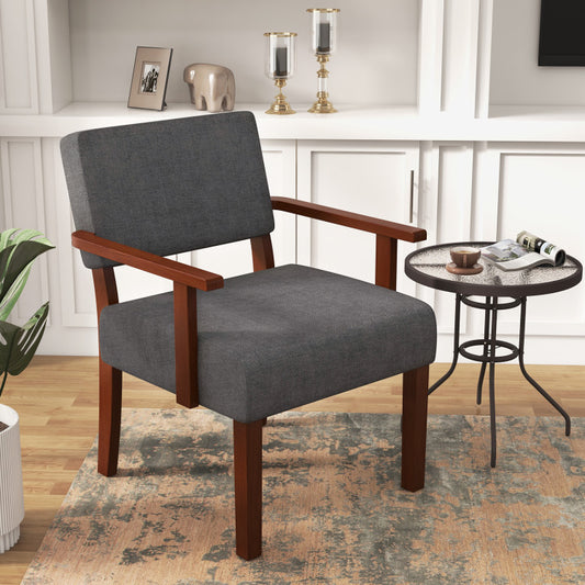 Wooden Frame Accent Chair Upholstered Living Room Chair