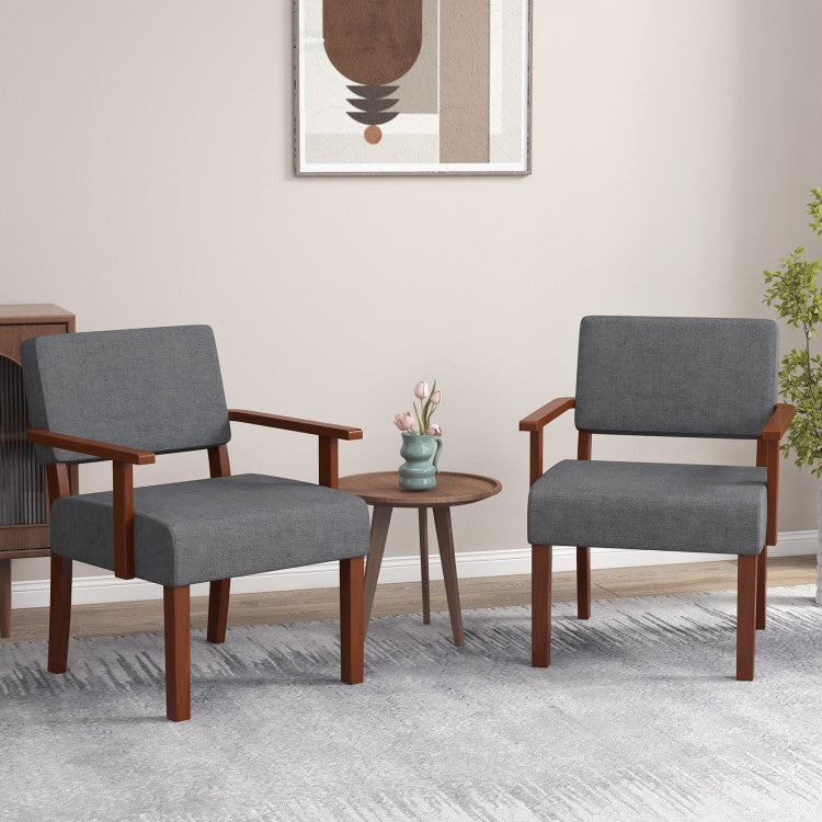Wooden Frame Accent Chair Upholstered Living Room Chair