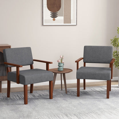 Wooden Frame Accent Chair Upholstered Living Room Chair