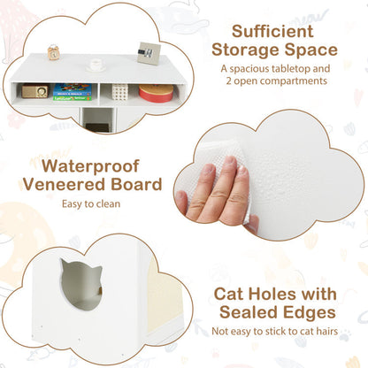 43 Inches Cat Litter Box Enclosure with Storage and Double Rooms