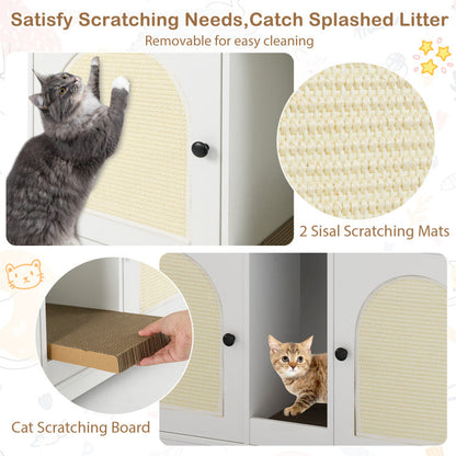 43 Inches Cat Litter Box Enclosure with Storage and Double Rooms