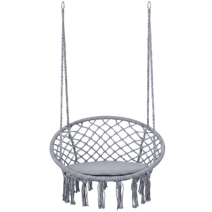 Macrame Swing Chair Hammock Chair with Round Seat Cushion