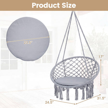 Macrame Swing Chair Hammock Chair with Round Seat Cushion