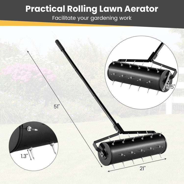 18/21 Inch Manual Lawn Aerator with Detachable Handle