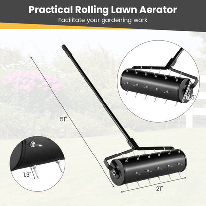 18/21 Inch Manual Lawn Aerator with Detachable Handle