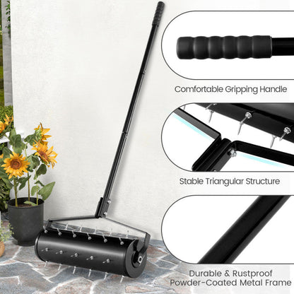 18/21 Inch Manual Lawn Aerator with Detachable Handle