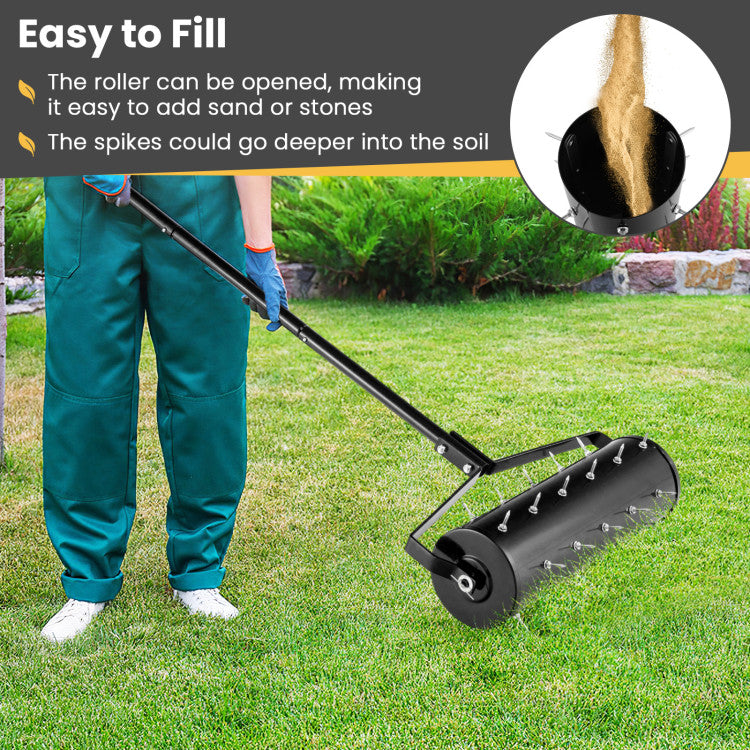 18/21 Inch Manual Lawn Aerator with Detachable Handle
