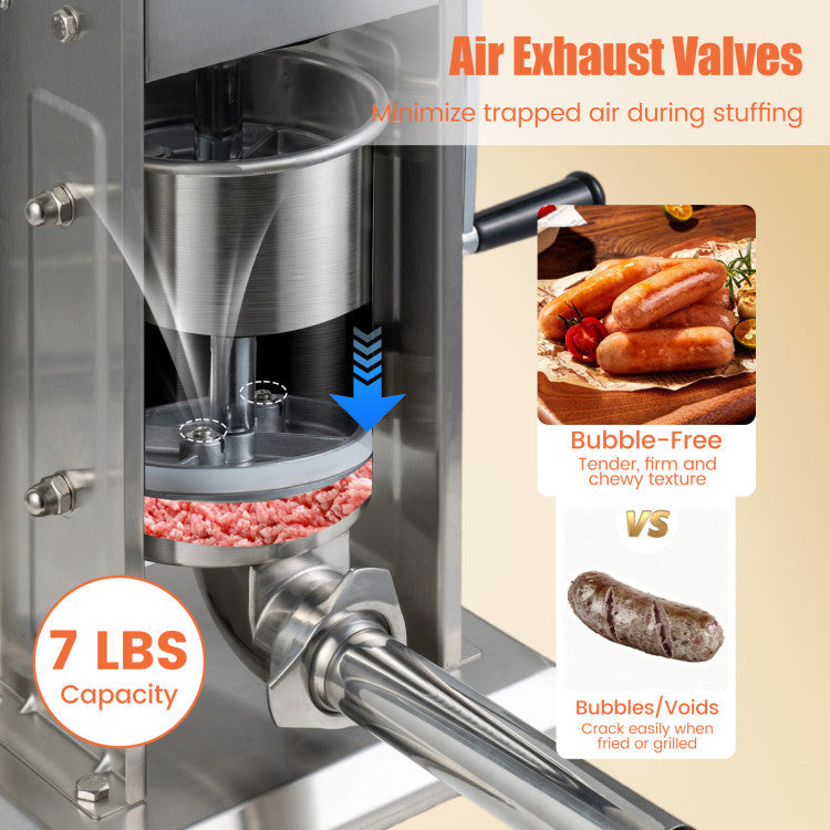 Manual Sausage Stuffer with 2 Speeds & 4 Stuffing Tubes for Commercial Home