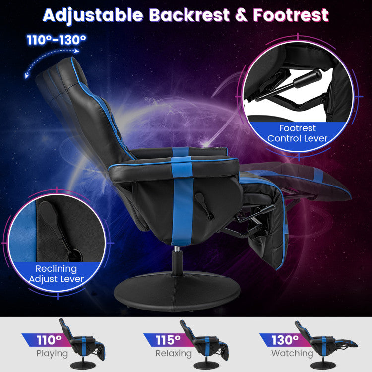 Massage Video Gaming Recliner Chair with Adjustable Height