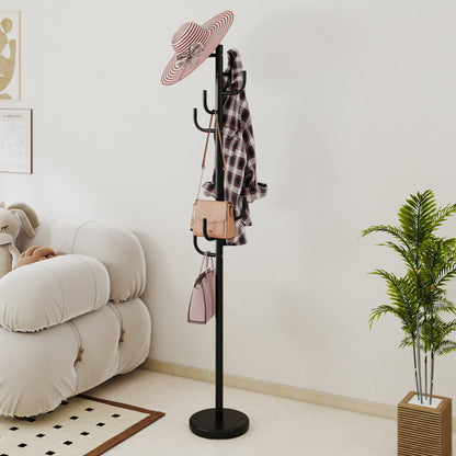 Metal Coat Rack Stand with 8 Sturdy Hooks and Metal Base