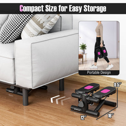Mini Stepper with Resistance Bands and Adjustable Height for Exercise at Home