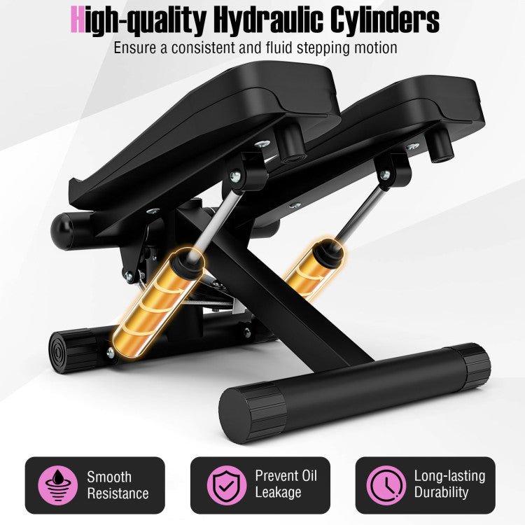 Mini Stepper with Resistance Bands and Adjustable Height for Exercise at Home