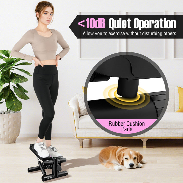 Mini Stepper with Resistance Bands and Adjustable Height for Exercise at Home