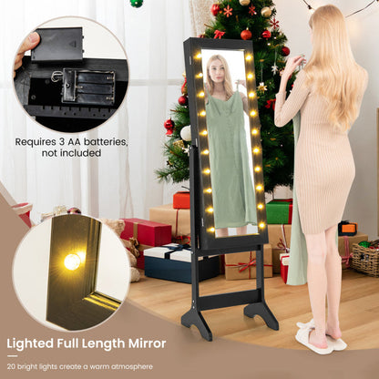 Mirror Jewelry Cabinet with 20 Warm Lights and 4 Tilt Angles