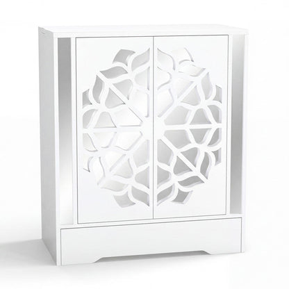 Mirrored Shoe Cabinet 4-Tier Shoe Organizer with Large Drawer