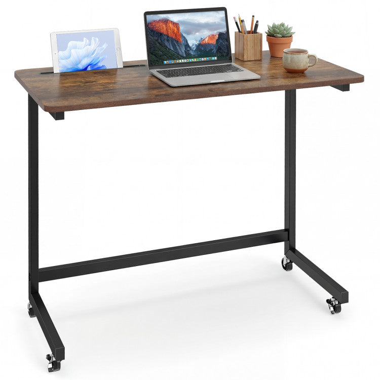 Mobile Side Table Rolling Laptop Desk Cart with Tablet Slot
