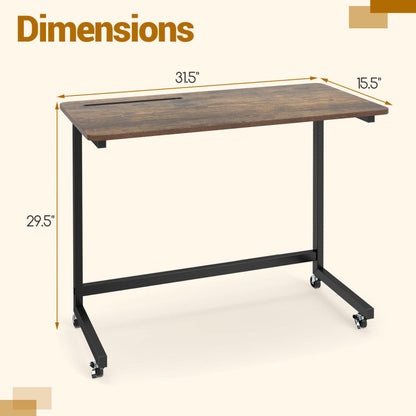 Mobile Side Table Rolling Laptop Desk Cart with Tablet Slot