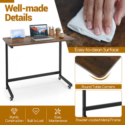 Mobile Side Table Rolling Laptop Desk Cart with Tablet Slot
