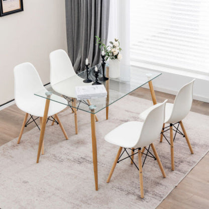 5 Pieces Rectangle Dining Table Set with 51 Inch Glass Tabletop