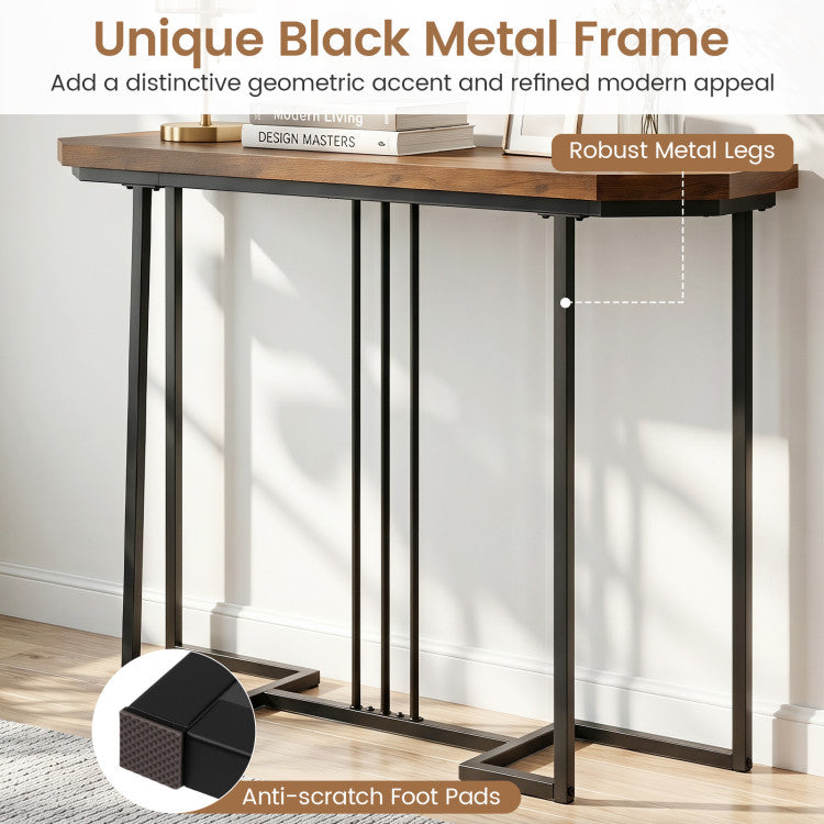 Modern Console Table Narrow Entryway Table with Metal Legs