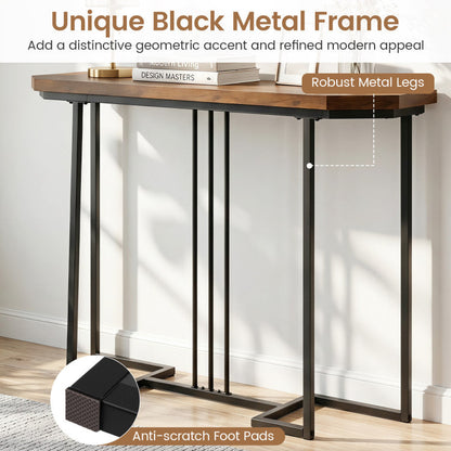 Modern Console Table Narrow Entryway Table with Metal Legs