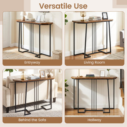 Modern Console Table Narrow Entryway Table with Metal Legs