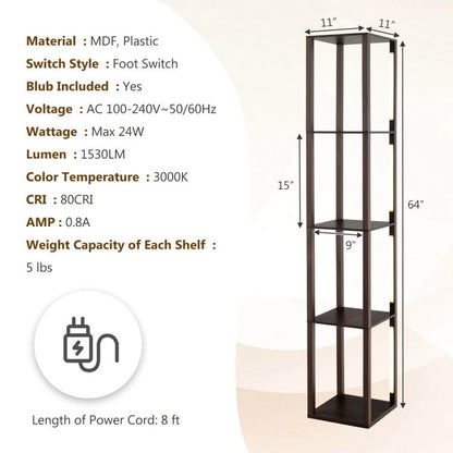 64 Inch Floor Lamp with 3-Level Dimmable LED Bulbs and Rotatable LED Poles