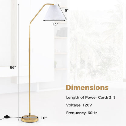 Modern Standing Lamp with Adjustable Lamp Head and Pleated Lampshade