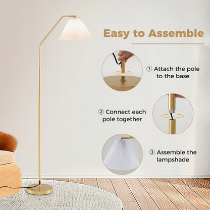 Modern Standing Lamp with Adjustable Lamp Head and Pleated Lampshade