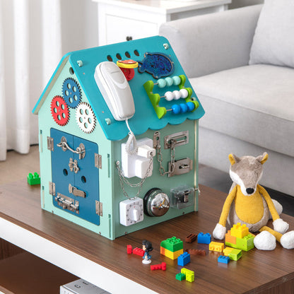Montessori Play House with Sensory Games and Interior Storage Space