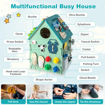 Montessori Play House with Sensory Games and Interior Storage Space