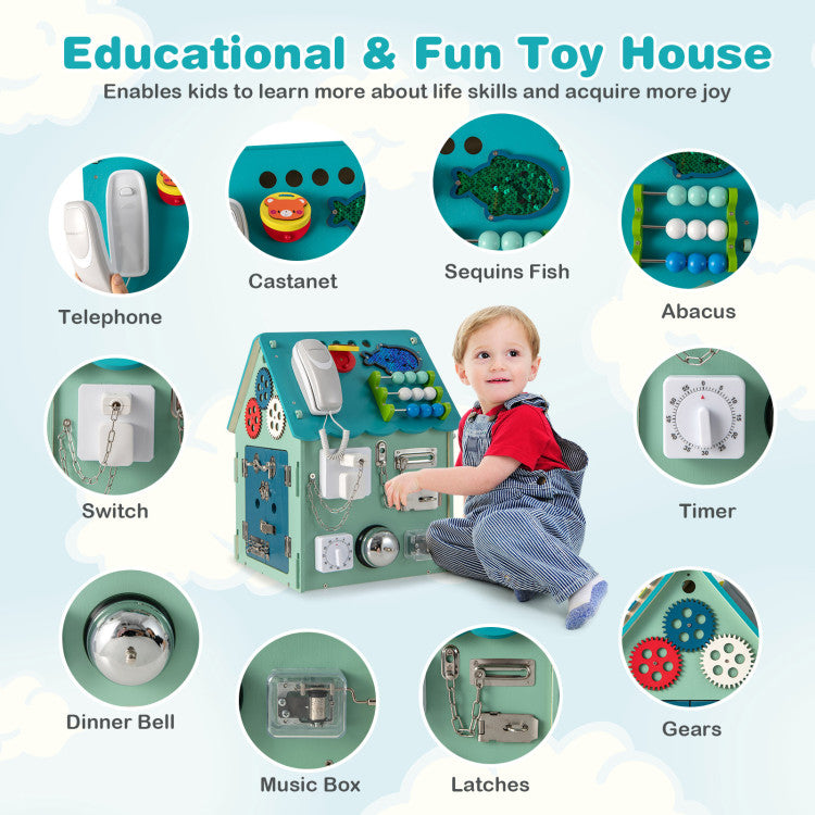 Montessori Play House with Sensory Games and Interior Storage Space