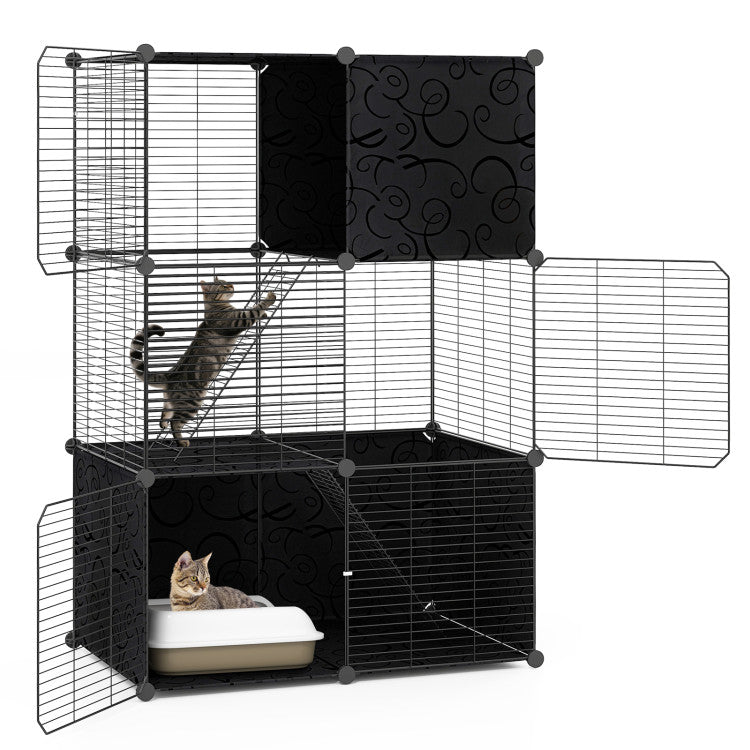 Multi-Level Cat Tower with 2-Door Condo and Hammock