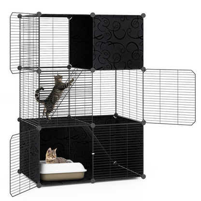 Multi-Level Cat Tower with 2-Door Condo and Hammock