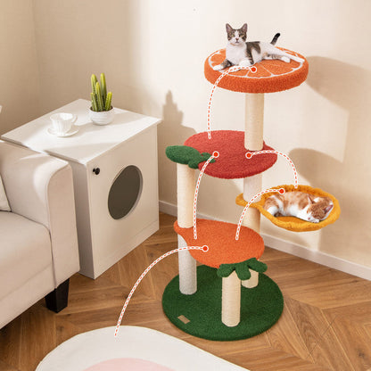 Multi-level Cat Tree Pet Activity Center with Fruit-shaped Platforms