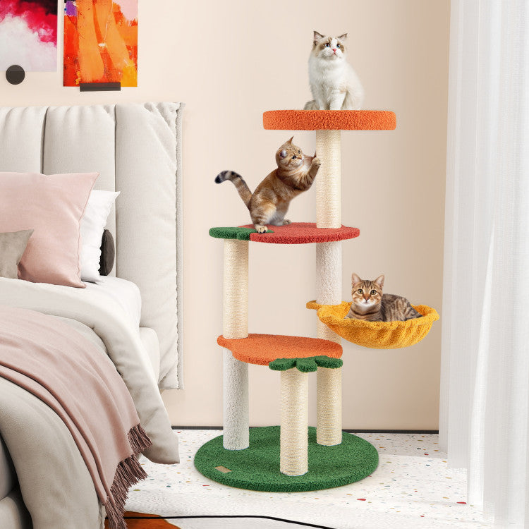 Multi-level Cat Tree Pet Activity Center with Fruit-shaped Platforms