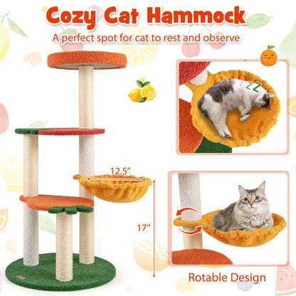 Multi-level Cat Tree Pet Activity Center with Fruit-shaped Platforms