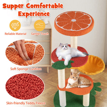Multi-level Cat Tree Pet Activity Center with Fruit-shaped Platforms