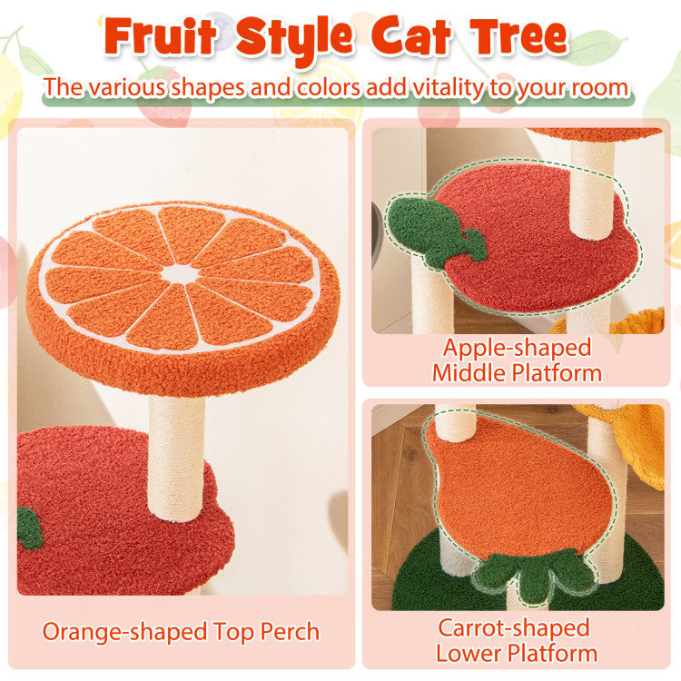 Multi-level Cat Tree Pet Activity Center with Fruit-shaped Platforms