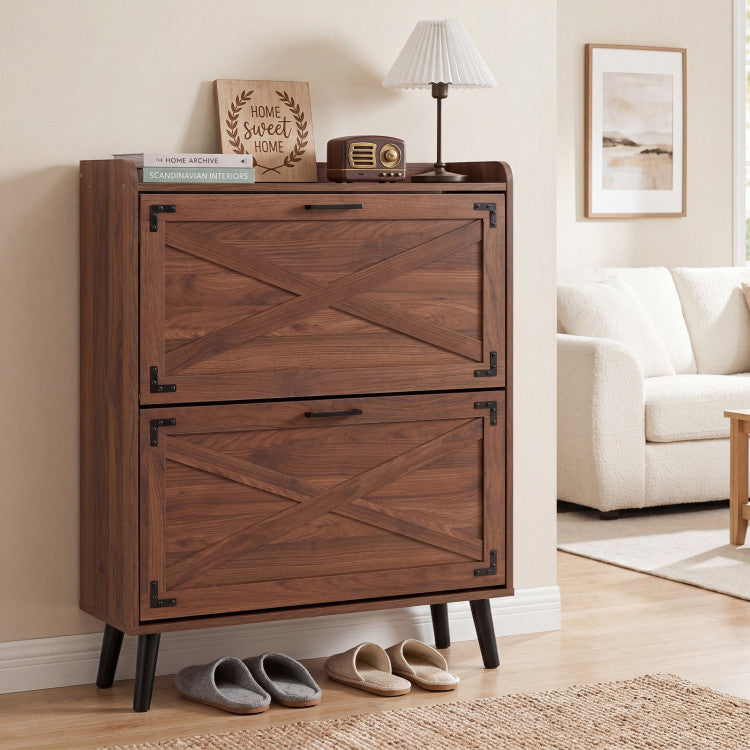 Narrow Shoe Cabinet with Adjustable and Removable Shelves for Entryway