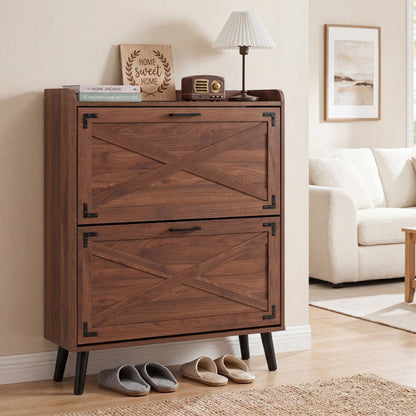 Narrow Shoe Cabinet with Adjustable and Removable Shelves for Entryway