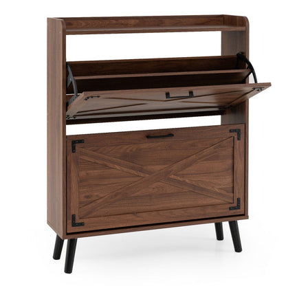 Narrow Shoe Cabinet with Adjustable and Removable Shelves for Entryway