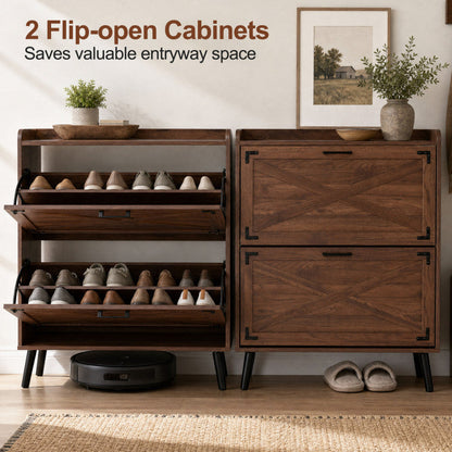Narrow Shoe Cabinet with Adjustable and Removable Shelves for Entryway