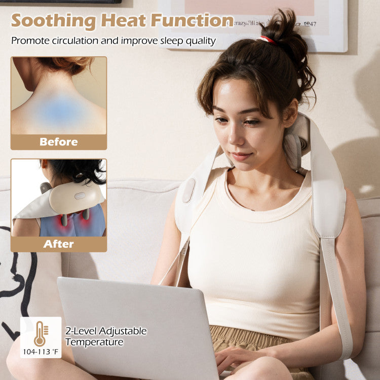 Neck Shoulder Massager with 2 Heat Levels for Pain Relief