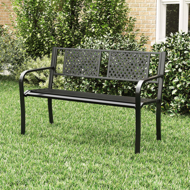Outdoor Bench Metal Loveseat Patio Bench for 2-3-Person