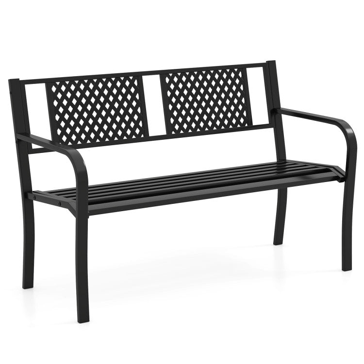 Outdoor Bench Metal Loveseat Patio Bench for 2-3-Person