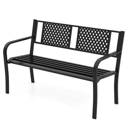 Outdoor Bench Metal Loveseat Patio Bench for 2-3-Person
