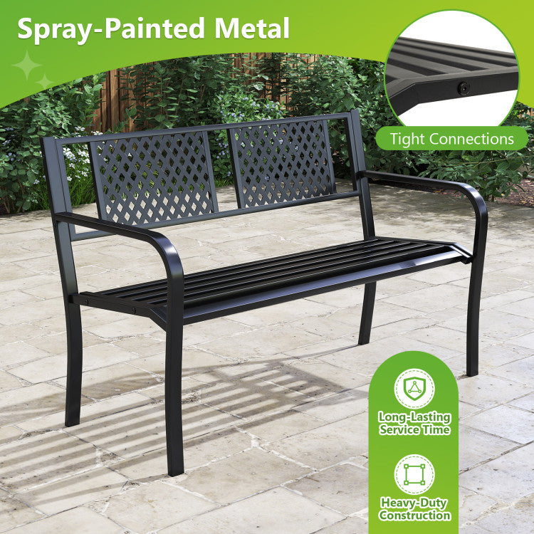 Outdoor Bench Metal Loveseat Patio Bench for 2-3-Person